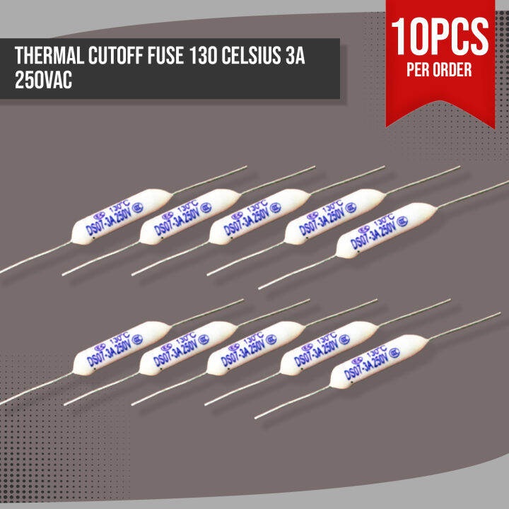 10PCS Thermal Cutoff Fuse 130°Celsius 3A 250VAC Ceramic Package Lazada PH