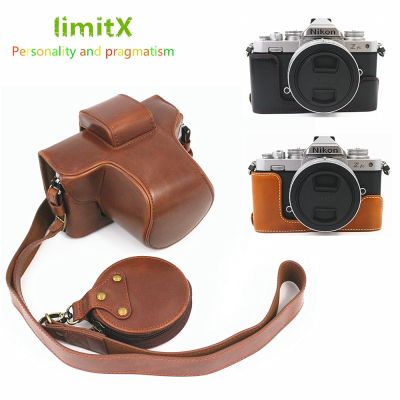 หนัง PU กระเป๋ากล้องเคสแบบครึ่งตัวสำหรับกล้อง Nikon Z Fc Zfc พร้อมเลนส์16-50มม. หรือ28มม.