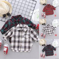 LOK01273 Kids Terno Long Sleeve Boys Polo Shirt Plaid Printed Casual Cosy Tops Tees 0-4Y