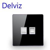 Delviz เต้ารับ Rj45แผงผนังช่องเสียบ Rj11โทรศัพท์สาย2ช่องหน้าจอโทรศัพท์คริสตัลสีขาว/ดำโทรศัพท์และเต้ารับคอมพิวเตอร์ของ Cat5