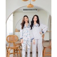 ชุดนอน Muslin pajamas  ชุดนอนแขนยาวขายาว ซาติน Silk Satin Hi end (P72,P108)