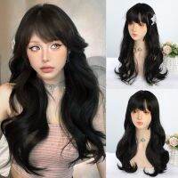 【DT】hot！ LANLAN Synthetic Wigs Wavy Wig for with Bangs Resistant Fibre Hair