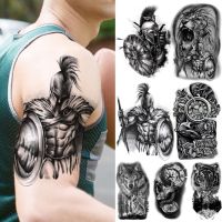 【hot】♗  Temporary Tattoos Men Boys Wolf Compass Tiger Fake Sticker Arm Leg Tatoos