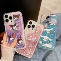 Kuromi My Melody Cinnamoroll Quicksand Glitter Phone Case For Iphone 11 12 13 14 Pro Max X Xs Xr 7 8 Plus Shockproof Cover