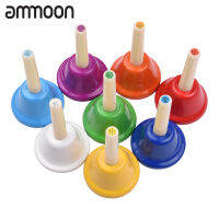 [ammoon] 8PCSที่มีสีสันHandbell 8หมายเหตุDiatonic Metalกระดิ่งมือชุดTinkle Bellsเครื่องกระทบของเล่นสำหรับเด็กเด็ก