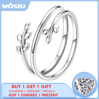 WOSTU 2021 925 Sterling Sliver Adjustable Authentic Multi Layer Leaf Open Size Rings For Women Female Original Jewelry CQR755