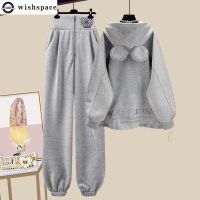 【DT】hot！ and Womens Set 2023 New Hooded Cardigan Top Harun Pants Age Reducing Piece