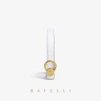 BAFELLI เข็มขัดหนังสำหรับผู้หญิง,2023ใหม่มีสไตล์สีขาวเข็มขัดลำลองพื้น