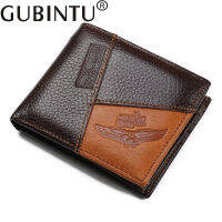 GUBINTU 100% วัวแท้กระเป๋าหนังฃชายหลายแผนกสั้น Bifold Man กระเป๋าสตางค์กระเป๋าเหรียญซิป Card Holder กระเป๋าสตางค์ผู้ชาย