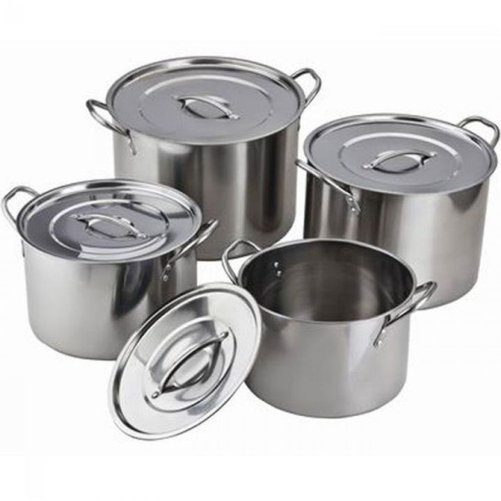 4pc Industrial Large Stock Pots Pans Restaurant Catering cooking Stainless  Steel