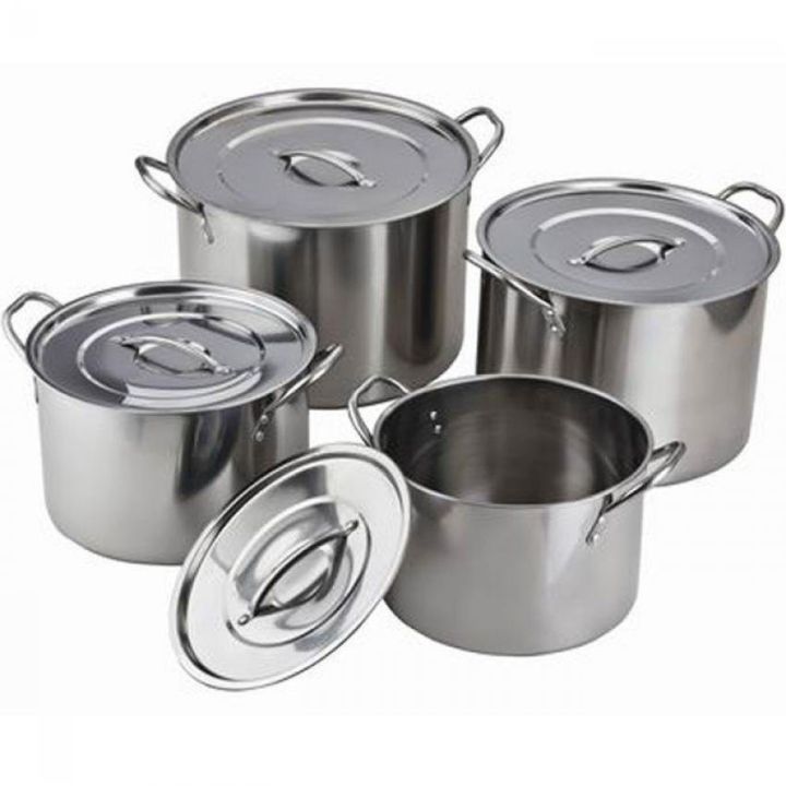 4PCs Large Stainless Steel Catering Deep Stock Soup Boiling Pot