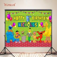 Woncol Sesame Street Photo Backgrounds Happy 5th Birthday Baby Shower Photo Backdrops Green Decor Poster Banner Prop