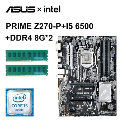 ชุดวงจรหลัก Z270-P ASUS นายกพร้อม I5เมนบอร์ด CPU 6500ที่มีชิปเซ็ต Intel Z270 4 × DDR4 64GB PCI-E 3.0 2Xm 2 ATX