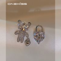 2023 Genuine  Zircon Love Bear ab style earrings for women summer 2022 new fashion niche high-end temperament simple earrings