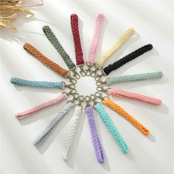 trendy-keychain-designs-unique-key-holders-woven-pendant-bracelets-braided-key-rings-cotton-cord-keychains