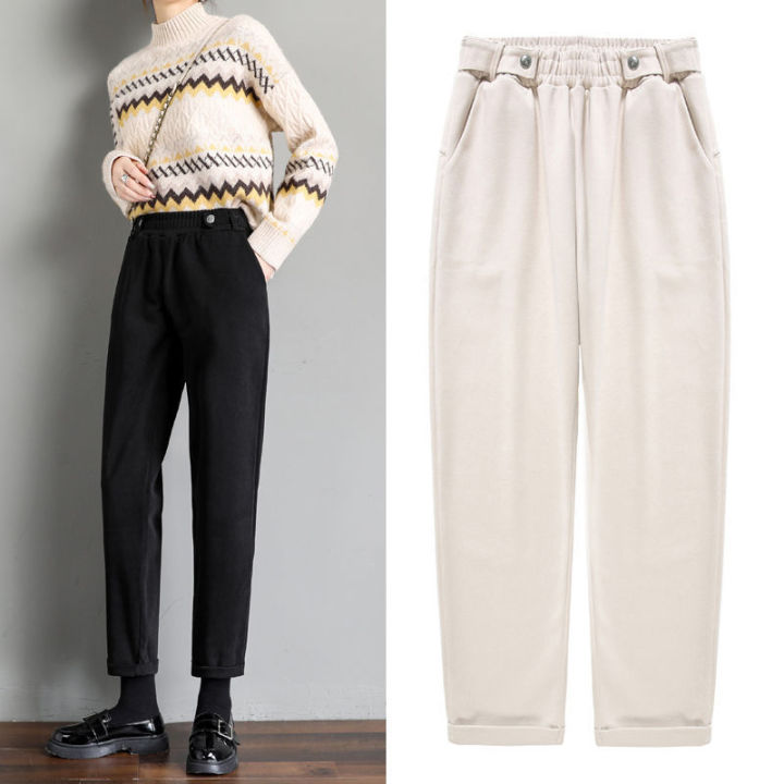 women-woolen-pants-autumn-winter-2021-new-casual-solid-elastic-waist-harem-pants-full-length-trousers-s-xxl