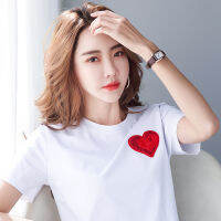 Accurate inventory support with verify on the summer wear cotton loose love female ZhangZai short sleeve T-shirt