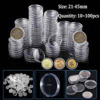 100/50/10Pcs 21-45mm Coin Holder Capsules Clear Round Plastic Coin Container Case for Coin Collection Supplies