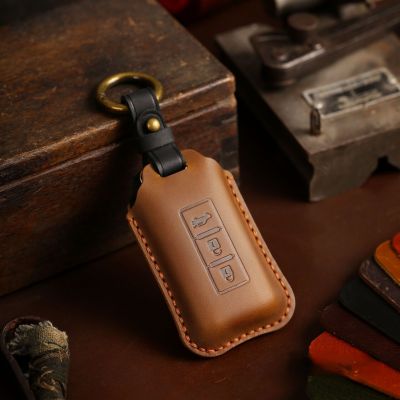 New Crazy Horse Leather Car Key Cover Case Keyring Protective Bag for Mitsubishi Outlander ASX LANCER Pajero Sport Eclipse Cross
