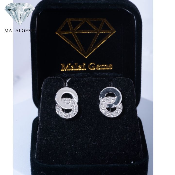 malai-gems-ต่างหูเพชร-เงินแท้-silver-925-เพชรสวิส-cz-เคลือบทองคำขาว-รุ่น-51000017-แถมกล่อง-ต่างหูcz-ต่างหูเงินแท้