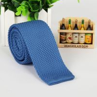 Mens Knitted Knit Leisure Solid Color Flat Head Tie Fashion Skinny Narrow Slim Neck Ties for Men Skinny Designer Cravat