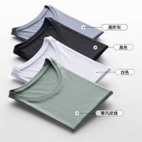 [COD] Mens solid mulberry silk mercerized T-shirt mens round neck non-ironing basic style thin short-sleeved white for men