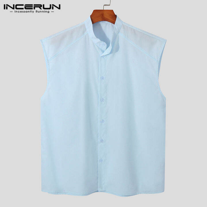 incerun-เสื้อลำลองแขนกุดคอวีสำหรับผู้ชายเสื้อทรงหลวมมีกระดุมเสื้อ-henley-tops-สไตล์ตะวันตก