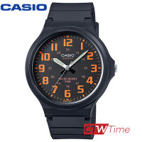 Casio นาฬิกาข้อมือผู้ชาย สายยางเรซิ่น รุ่น MW-240-4BVDF (หน้าปัดสีส้ม)