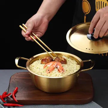 Clearance!Golden Noodle Pot Korean Ramen Noodles Pot Aluminum Soup Pot With  Lid Noodles Milk Egg Soup Kitchen Tools Cooking Pot