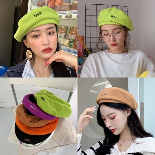 หมวกเบเร่ย์-สีล้วน-cap-hat-หมวกแฟชั่น-หมวกหน้าหนาว-หมวกเกาหลี-พร้อมส่ง