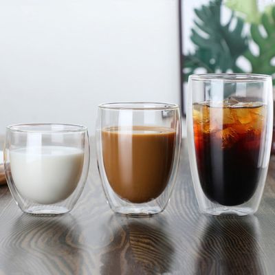 【High-end cups】 ผนังสองแก้วทนความร้อนถ้วย80/150/250/350มิลลิลิตรเบียร์กาแฟถ้วยน้ำถ้วยใสแก้วไวน์ Drinkware ถ้วยแก้ว