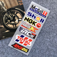 1ชุด MOBIL1 NGK รวม AMSOIL RACER องค์ประกอบสะท้อนแสงรถจักรยานยนต์ขอบสติกเกอร์หมวกนิรภัยยามาฮ่าซูซูกิฮอนด้าสติกเกอร์ไวนิลสำหรับแต่งรถ Kawasaki KTM DUCATI BMW Benelli Harley Vespa