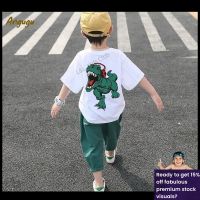 Kids suit 2 Boys 3 Cartoon music dinosaur 4 Pure cotton short-sleeved round neck T-shirt with shorts 5 Summer baby boy 6 Fashion two-piece suit 3-10 years old toddler clothes