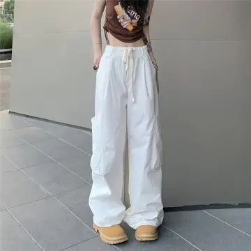 Fashion (Gray)HOUZHOU Harajuku Parachute Pants Y2K Streetwear Wide