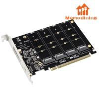 4พอร์ต M.2 NVME ตัวแปลงฮาร์ดไดรฟ์ X16สำหรับ PCIE SSD เครื่องอ่าน4X32Gbps การ์ดขยาย PCIE Split/pcie RAID สนับสนุน2230/2242/2260/2280ชุดสัญญาณไฟ LED