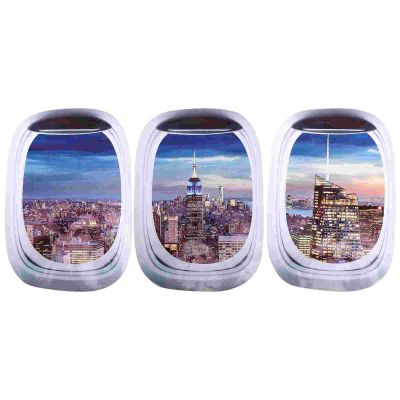 【CC】❈❍  3 Pcs Supplies Treatments Mural Landscape Tags Pvc Window Decal Clings Office