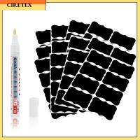 CIRETEX 96pcs/set กันน้ำ กระดานดำ เครื่องเทศ สติ๊กเกอร์ฉลาก ปากกามาร์กเกอร์ แท็กขวด ป้ายกระดานดำ