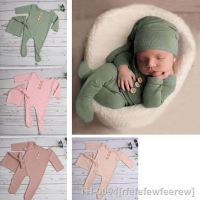 ✒▦✧ rfefefewfeerew 2 Pçs/set Chapéu Do Bebê Romper Newborn Fotografia Props Outfits Macacão Cauda Longa Crianças Foto Tiro