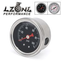 ☌△♠ LZONE - Fuel Pressure Gauge Liquid 0-160 /0-100 psi Oil Press Gauge Fuel Gauge White Face Universal 1/8 NPT JR-OG33