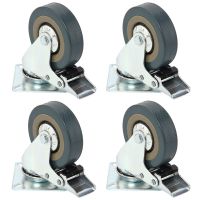 4 inch Universal Mute casters 40KG with brake gray Heavy Duty 50mm 360 Degree PVC Swivel Castor Office Chair Furniture Wheels