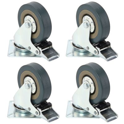 ELEGANT 4 inch Universal Mute casters 40KG with brake gray Heavy Duty 50mm 360 Degree PVC Swivel Castor Office Chair Furniture Wheels