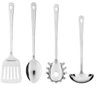 GRUNKA 4-piece kitchen utensil set, stainless steel (กรุนก้า ชุดอุปกรณ์เครื่องครัว 4 ชิ้น , สแตนเลส)