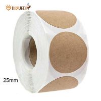 500 Pcs Per Roll / Round shape Blank kraft paper sticker Seal Tags / Christmas Card Envelope Gifts Package Seal Stickers / Xmas Festival Treat Bags Gifts Labels Stickers / Festival Home Decor Accessories