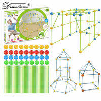 Dream Hunter Kids Construction Forts Building Castles Tunnels Tents Kit 3D Play House Building Toys DIY Beaded Block Tent Creative Fort Gifts