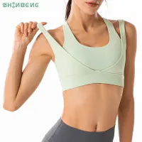 SHINBENE High Support Back Closure Yoga Sport Bras Top Women Push Up Plus Size Double Strap Fitness Workout Bras Tops S-XXL