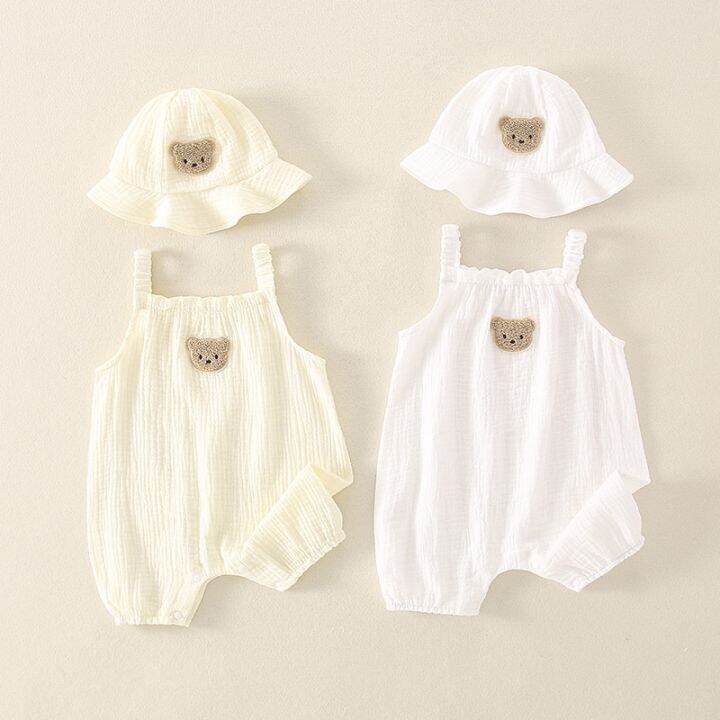 Baby Summer Clothes Cute Boys Girls Baby Sleeveless Romper + Hat Summer Clothes Newborn Jumpsuit