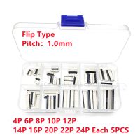 ❡❃ 50pcs/box 1mm Pitch Flip Type Under Clamshell Socket FPC FFC Flat Cable Connector 4P 6P 8P 10P 12P 14P 16P 20P 22P 24P Kits