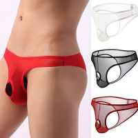 【YF】๑  Mens See-through U-convex Mesh Transparent Briefs Sheer Stretchy Seamless Breathable Panties Thongs