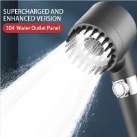 High Pressure Massage Shower Head Black Water Saving Rainfall Showerhead 3 Modes Boost Filter Spray Nozzle Bathroom Accessories Showerheads