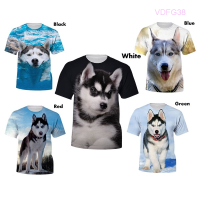 3d HOT Summer New Fashion Mens T-shirt Husky Dog Short Sleeve Casual Animal Tee Top Size：S-5XL